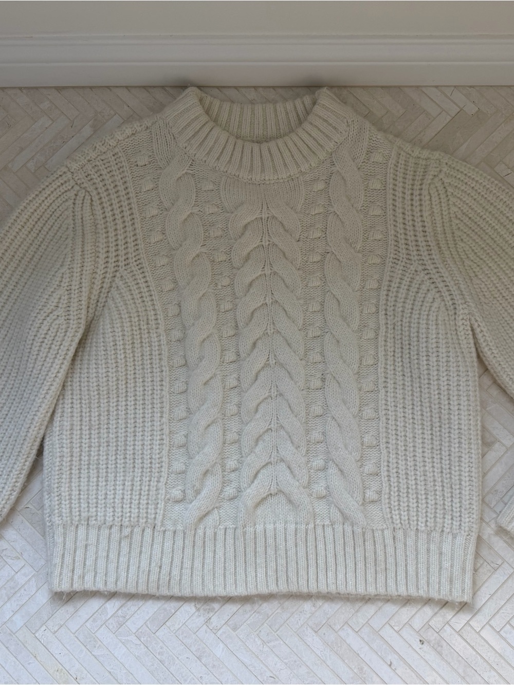 White Cable Knit Sweater